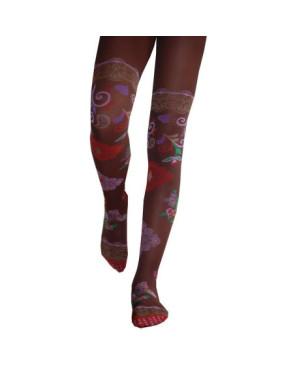 Collant Lycra dub et drino deco florale bordeaux