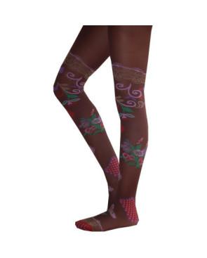  Collant Lycra dub et drino deco florale bordeaux profil