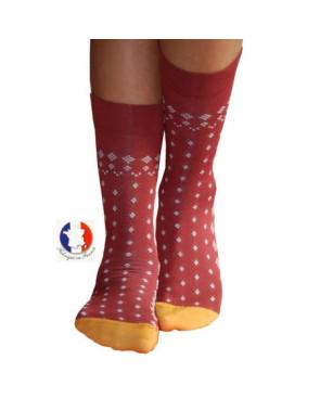 Chaussettes Bonne Maison dentelle géométrique bordo
