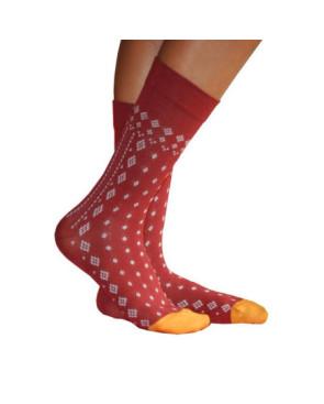  Chaussettes Bonne Maison dentelle géométrique bordo profil
