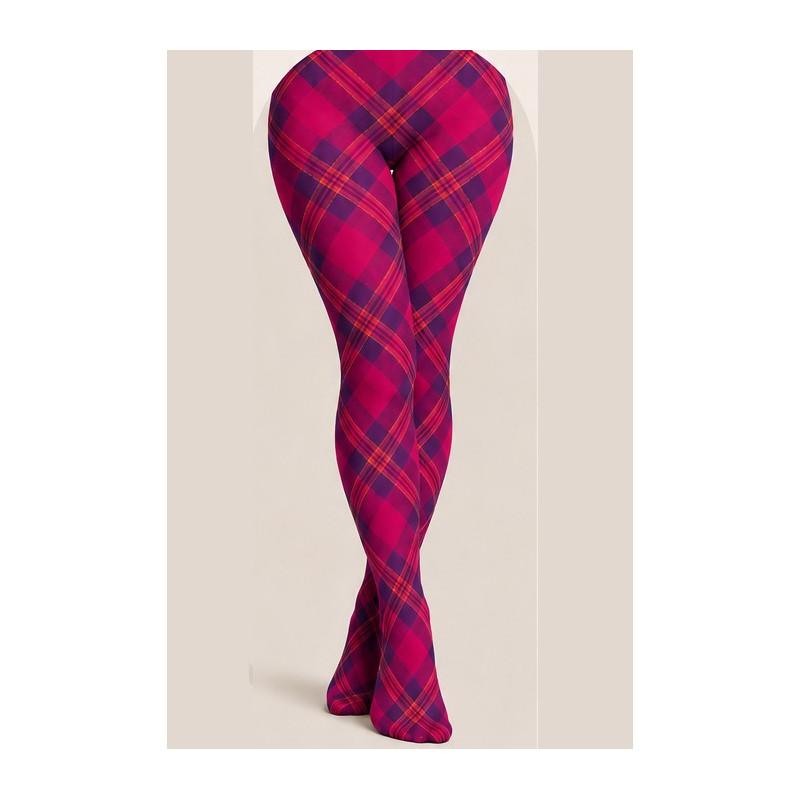 Collant imprimé Pamela Mann Tartan Rose Framboise