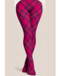 Collant imprimé Pamela Mann Tartan Rose Framboise