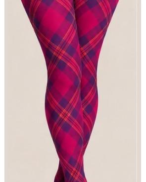 Collant imprimé Pamela Mann Tartan Rose Framboise