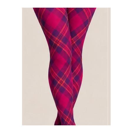 Collant imprimé Pamela Mann Tartan Rose Framboise