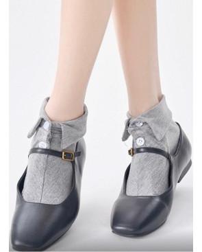 Chaussons-coton-col-boutonnés-gris