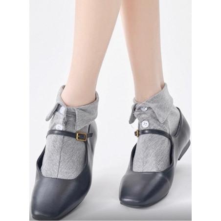 Chaussons-coton-col-boutonnés-gris