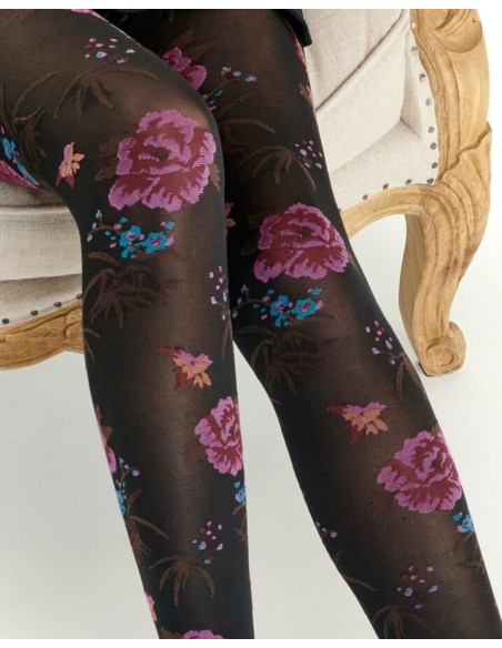 collant-fil-de-joie-asymétrique-noir-bouquet-fleuri-fil0427