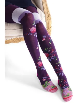 Collant-Fil-de-joie-Figuier-fleuri-fil0502-fleurs-violettes-assis