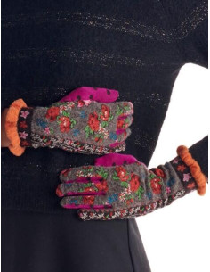 Gants Laine angora Fleurs patchwork Fil de jour