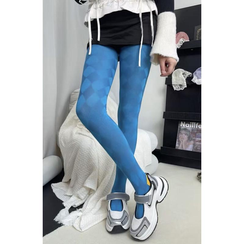 Collant à losanges bicolore D'hiver Turquoise Acqua