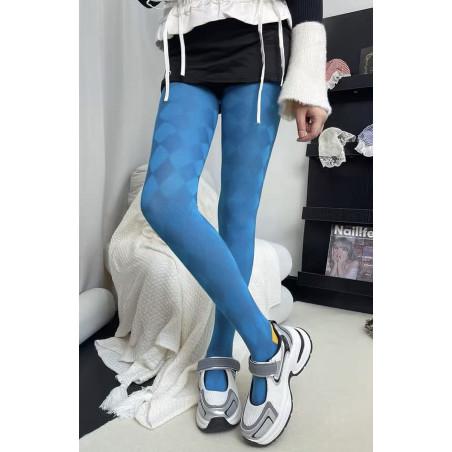 Collant-coton-losanges-tendance-turquoise