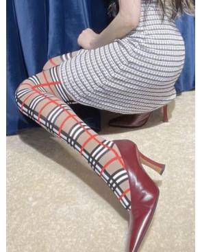 Collant Rectangles Quadrillés Style Burberry
