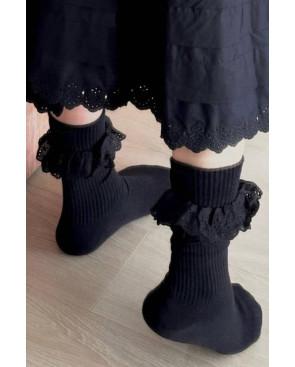 Chaussettes cotes Coton D'Egypte Revers dentelle