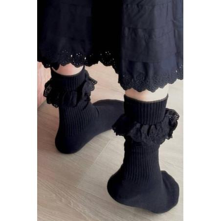 Chaussettes cotes Coton D'Egypte Revers dentelle