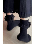 Chaussettes cotes Coton D'Egypte Revers dentelle