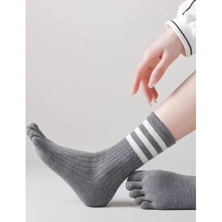 Chaussettes 5 Doigts Rayures sport coton