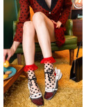 Chaussettes Plumetis Noir revers rouge