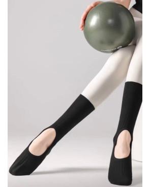 Chaussettes-pilate-Yoga-abs-Ouverte-entrainement-noir