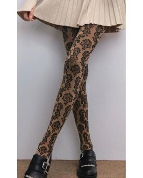 Collant-opaque-beige-dentelle-imprimé