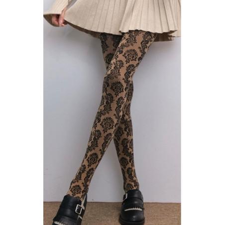 Collant-opaque-beige-dentelle-imprimé
