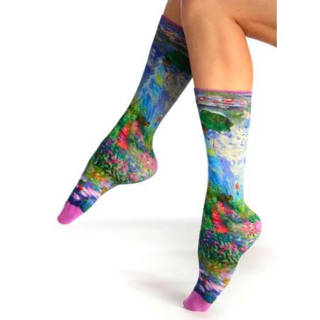 chaussettes-Ruban-rouge-Dub-et-drino-Claude-Monet-Jardin-fleuri-RUAR110