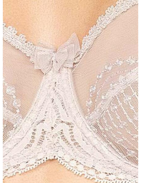 Soutien gorge Empreinte Norah 8191 Gris Rose détail dentelle brodé