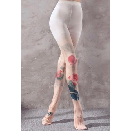Collant-imprimé-Leopoldo-Caprices-Bouquet-de-roses-imprimé