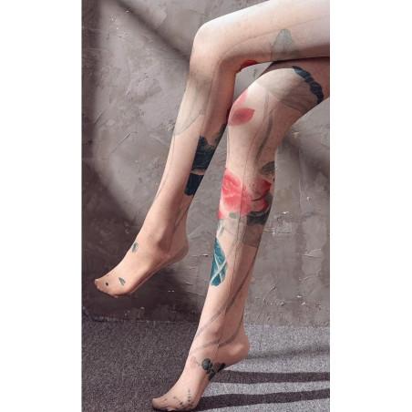 Collant Imprimé Bouquet de Roses Chic Antique