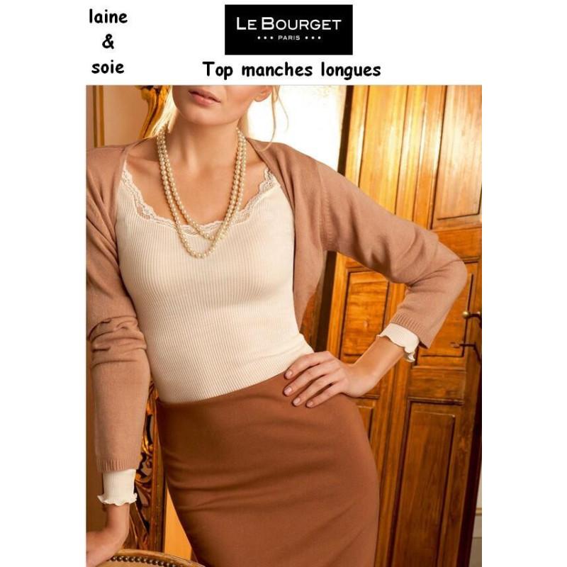 Top Manches Longues dentelle Laine et soie