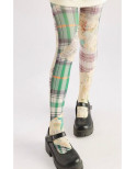 Collant Imprimé Tartan vert et Planche de BD Vintage
