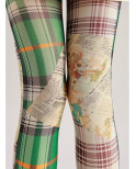 Collant Imprimé Tartan vert et Planche de BD Vintage