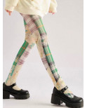 Collant Imprimé Tartan vert et Planche de BD Vintage