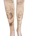 Collant imprimé vintage Asymétrique Chat et Ange Collant imprimé vintage Asymétrique Chat et Ange