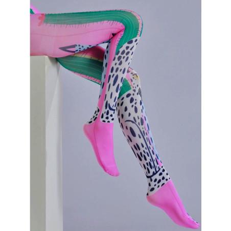 Collant Imprimé Chats Dalmatiens et Cactus