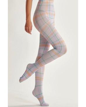 Collant-imprimé-Leopoldo-Caprices-TARTAN-bleu-ciel-profil
