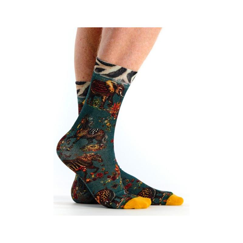 Chaussettes homme en Bambou imprimé Zèbres et chevaux