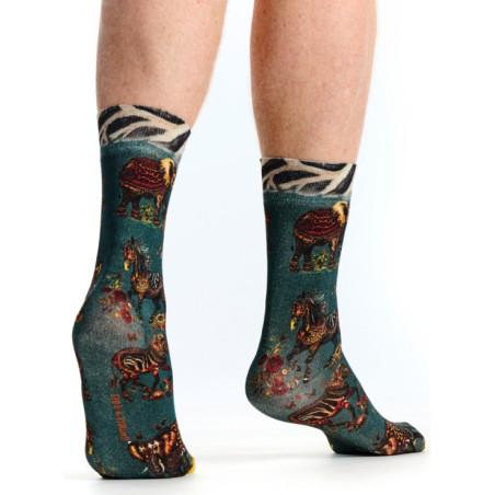 Chaussettes homme en Bambou imprimé Zèbres et chevaux