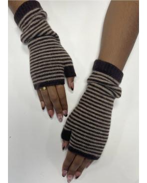Mitaines Manchons Laine Angora rayures bicolores