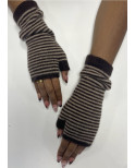 Mitaines Manchons Laine Angora rayures bicolores