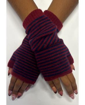 Mitaines Manchons Laine Angora rayures bicolores