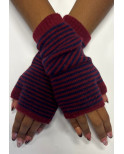 Mitaines Manchons Laine Angora rayures bicolores