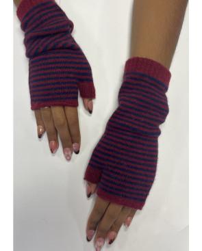 Mitaines Manchons Laine Angora rayures bicolores