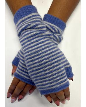 Mitaines Manchons Laine Angora rayures bicolores
