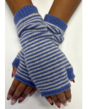 Mitaines Manchons Laine Angora rayures bicolores