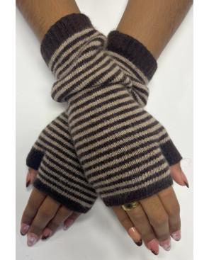Mitaines Manchons Laine Angora rayures bicolores
