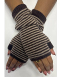 Mitaines Manchons Laine Angora rayures bicolores