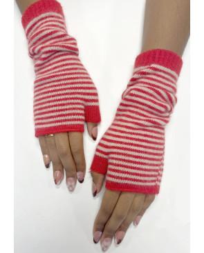 Mitaines Manchons Laine Angora rayures bicolores