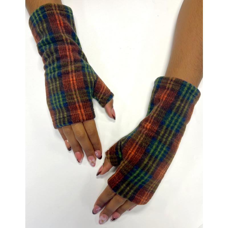 Mitaines Polaire Tartan Bordeaux Vert