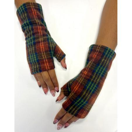 Mitaines Polaire Tartan Bordeaux Vert