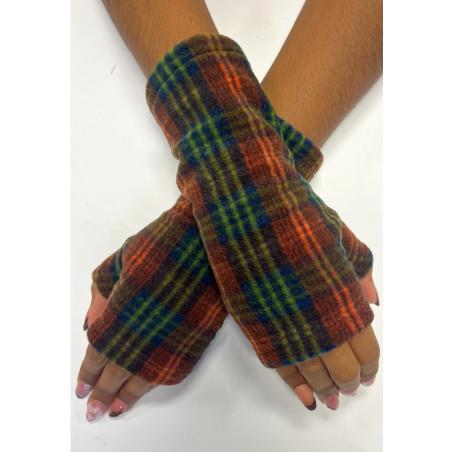 Mitaines Polaire Tartan Bordeaux Vert